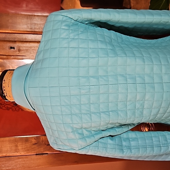 SienaStudio Turquoise Leather Jacket size Small - Picture 6 of 14